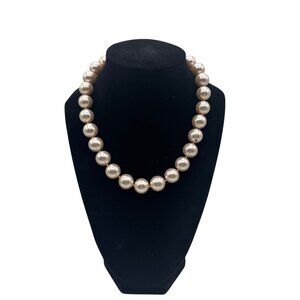 Large Pink Faux Pearl Beaded Necklace Classic